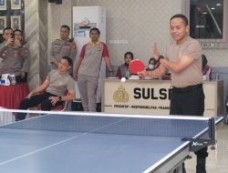 Semarak HUT Bhayangkara ke-79, Polda Sulsel Gelar Pertandingan Tenis Meja Antar Satker dan Pejabat Utama