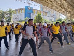 Personel Polsek Rappocini Laksanakan Kesamaptaan Jasmani di Lapangan Karebosi